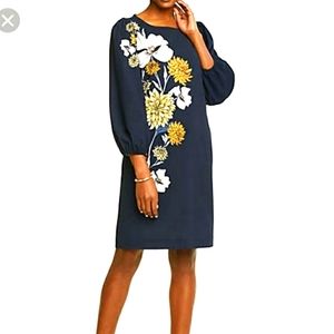Ann Taylor Factory Navy Dress with Bell Sleeves